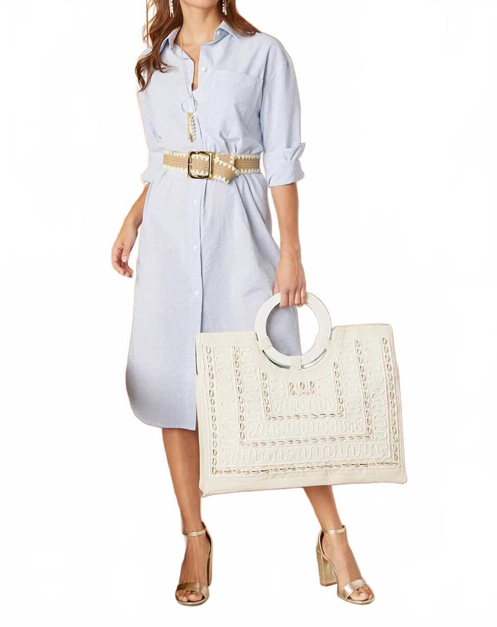 NEW COCO + CARMEN brenna button-up maxi dress in blue